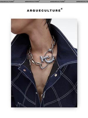 desc::industrial-lock-pendant-distressed-punk-chain-necklace-detail-img-2