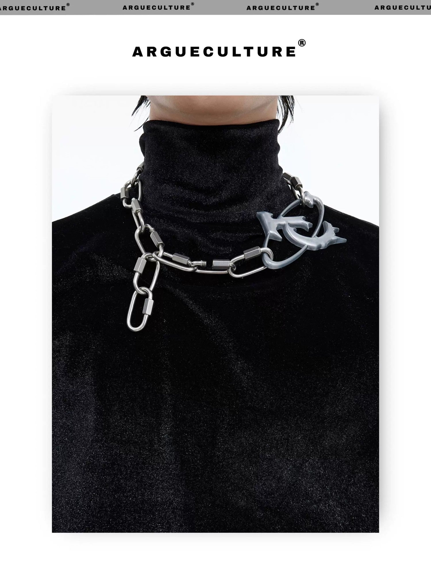 desc::industrial-lock-pendant-distressed-punk-chain-necklace-detail-img-5