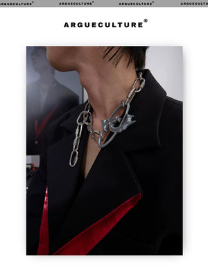 desc::industrial-lock-pendant-distressed-punk-chain-necklace-detail-img-7