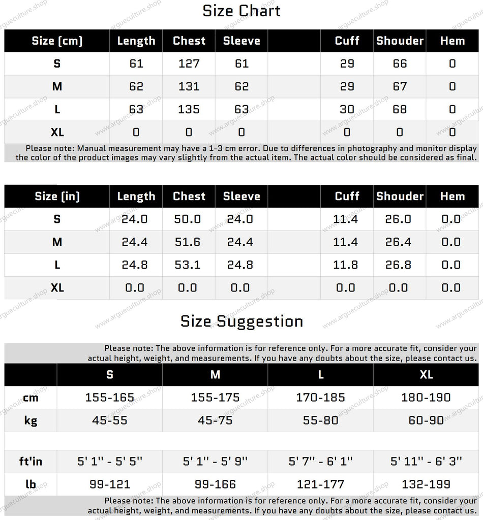 Size Chart for 분리 가능한 어깨 패드가 있는 악어 가죽 재킷