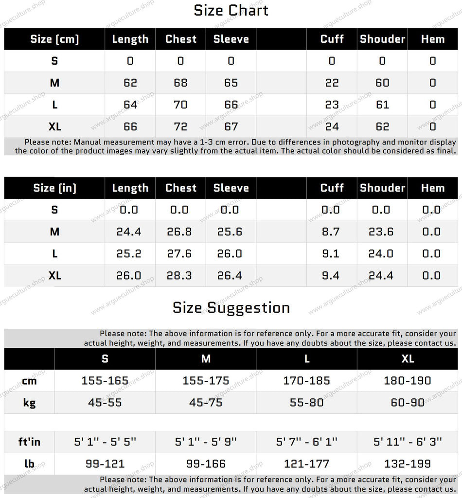 Size Chart for Dual-Fabric Deconstructed PU Leather & Plush Short Bomber Jacket