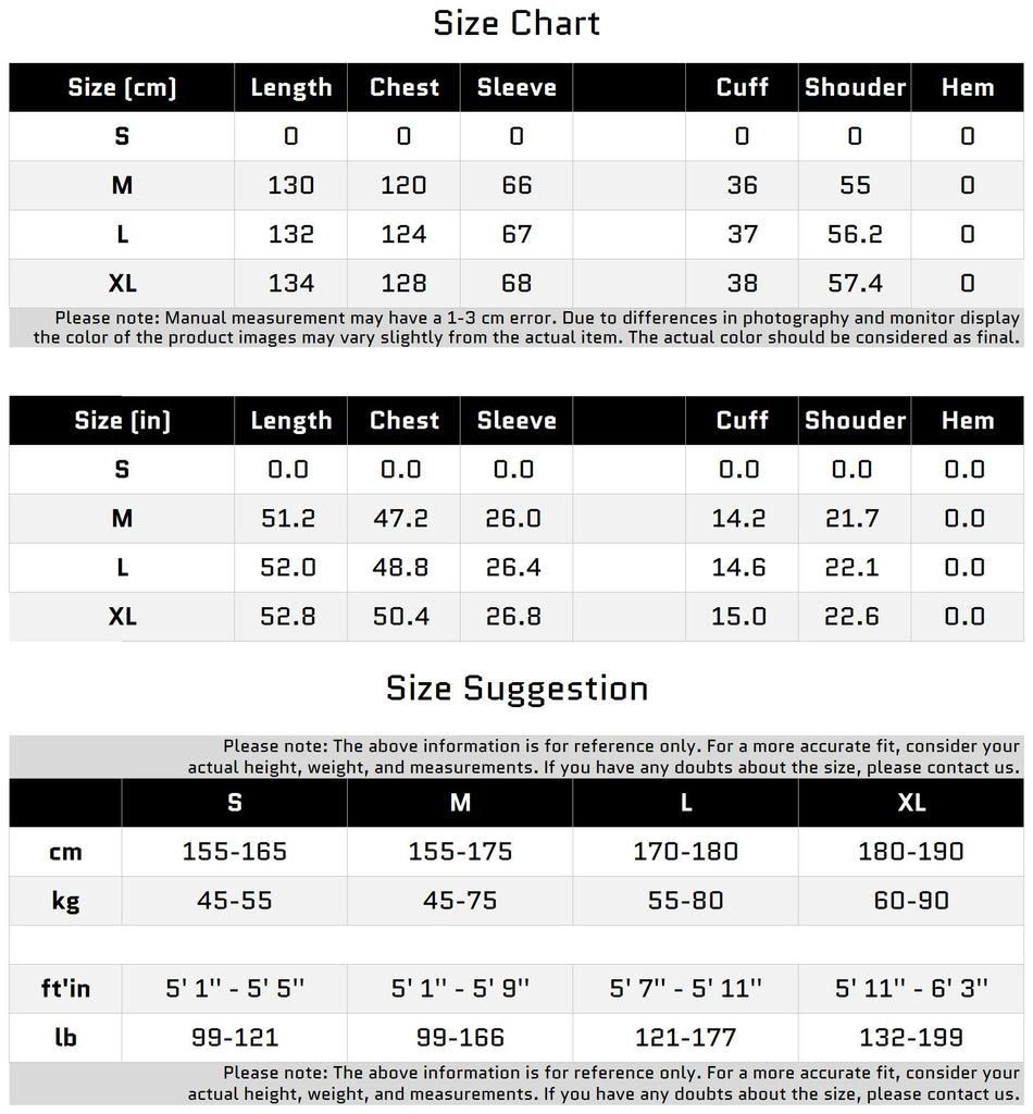 Size Chart for 금속 스트랩 디자인의 고급스러운 따뜻한 울 코트