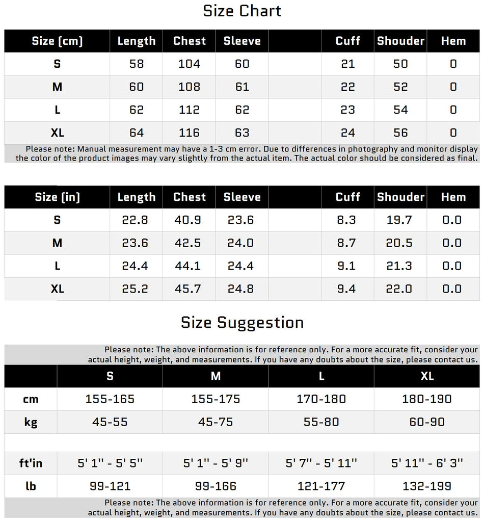 Size Chart for Sequin Snowflake Knit Cardigan Sweater with Rhinestone Embellishments