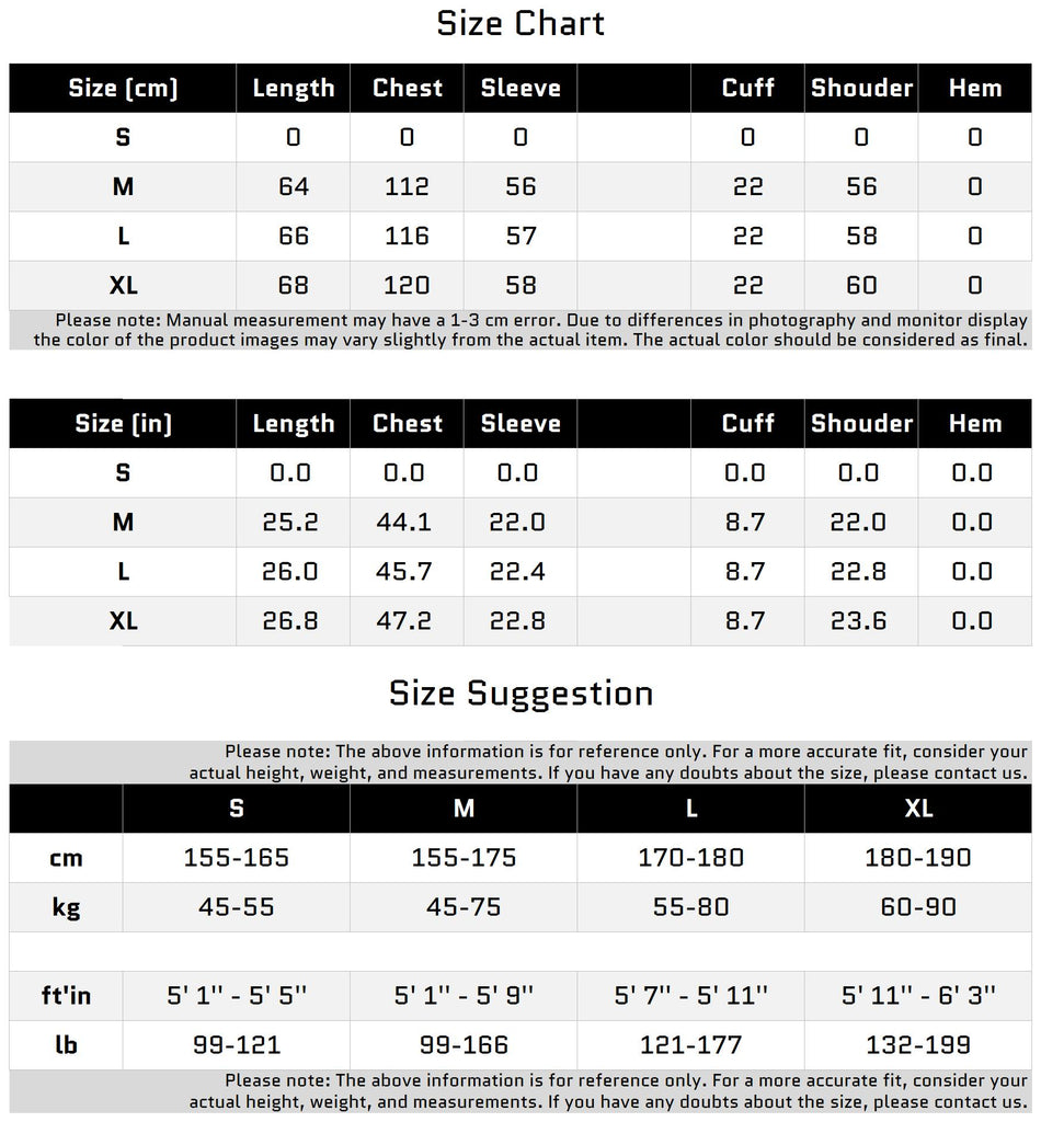 Size Chart for 내장 타이와 금속 로고가 있는 부드러운 니트 스웨터