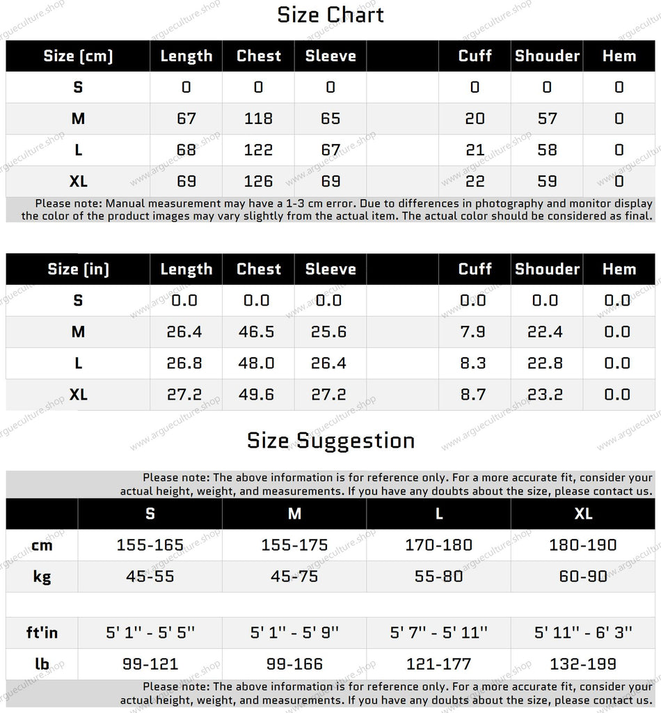 Size Chart for Double-Layer PU Leather Biker Jacket with Metal Buckles