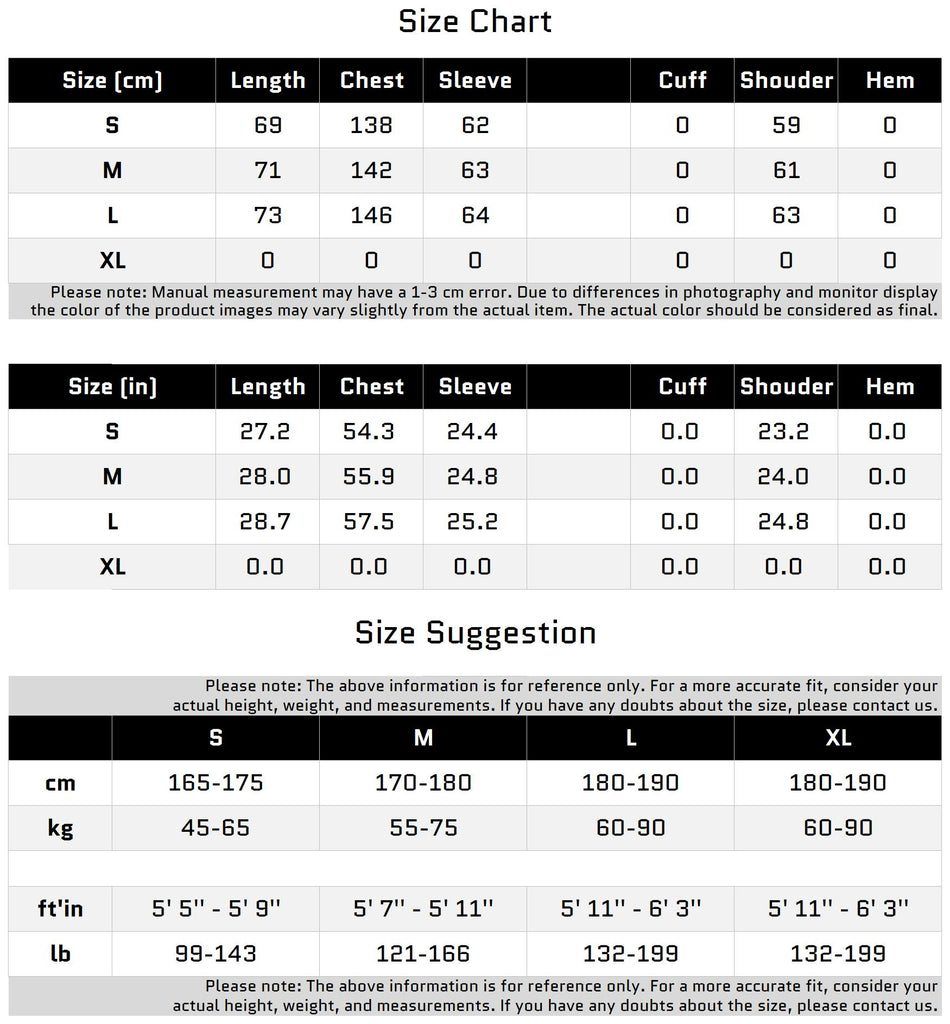 Size Chart for Oversized Knit Sweater with Metal Button Embellishments