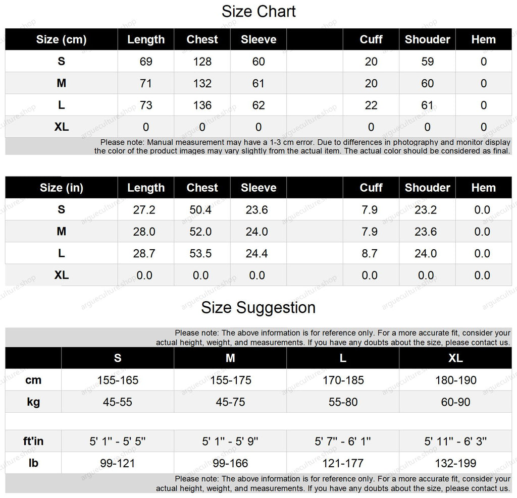 Size Chart for Rhinestone Hoodie with Detachable Tie for Men and Women