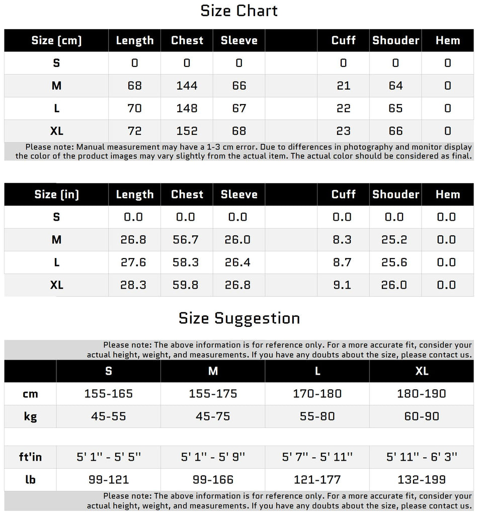 Size Chart for 바람막이 디자인의 카무플라주 후드 범버 재킷