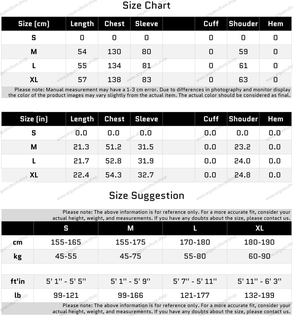 Size Chart for 어깨 패드가 있는 액체 질감 반집업 디자인 티셔츠