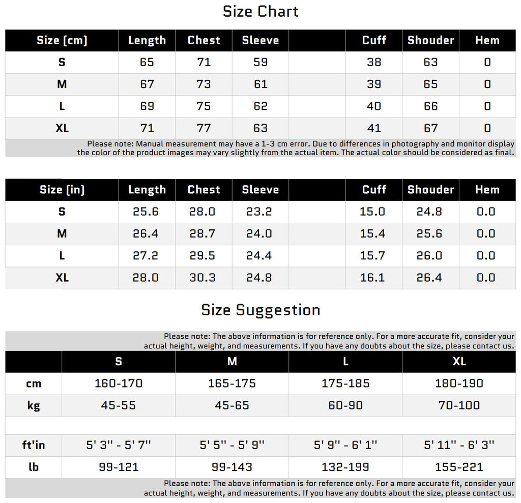 Size Chart for 메탈 로고와 오리 털 충전재가 있는 리버시블 푸퍼 재킷