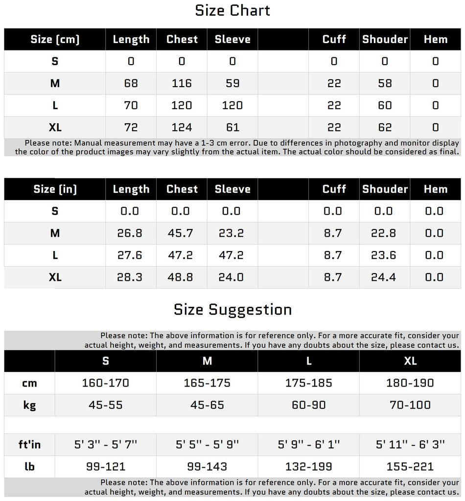 Size Chart for Deconstructed Color Block Hoodie with Hole Design and Bead Details