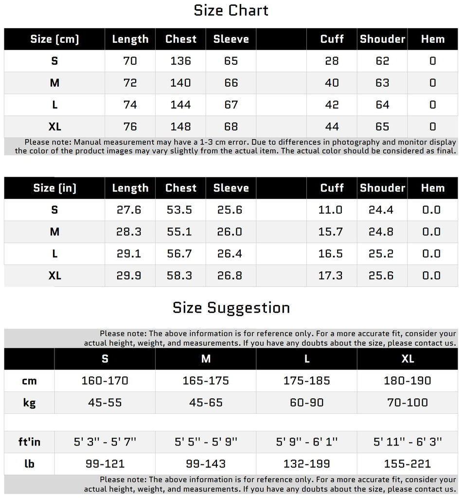 Size Chart for Futuristic Oversized Hoodie with Metallic Logo and Modern Cut