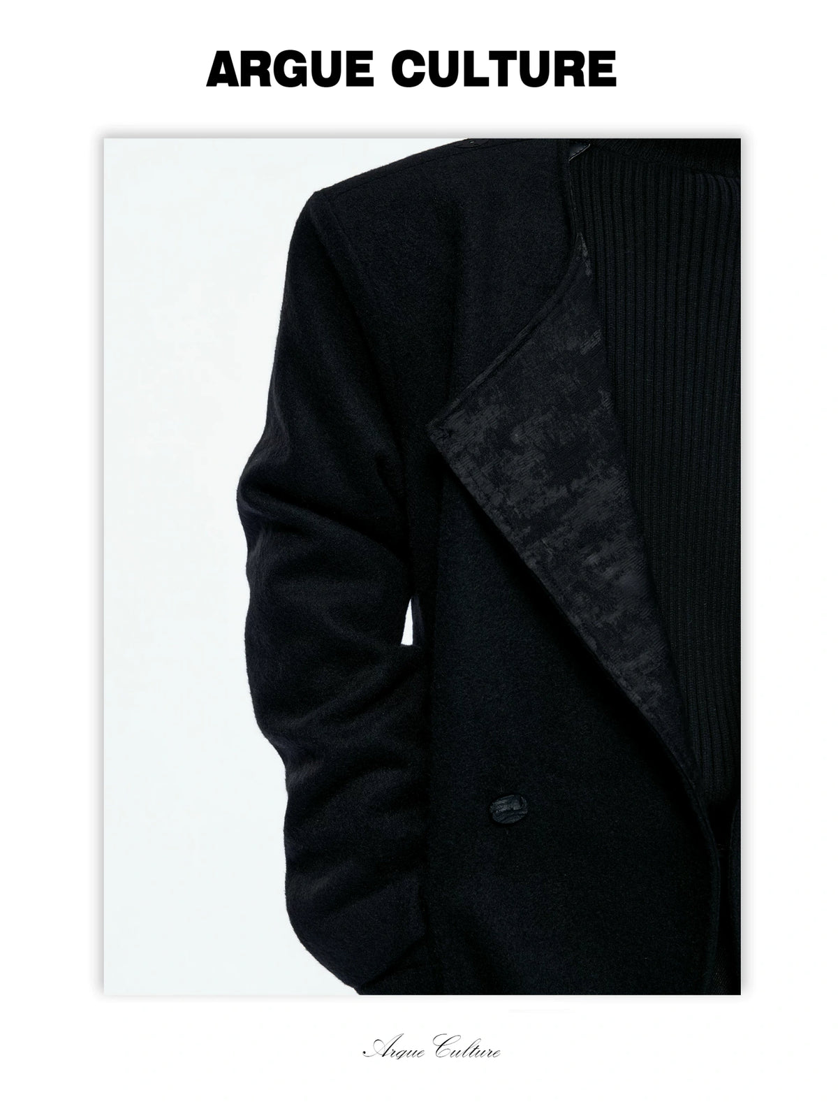Jacquard Scarf-Collar Long Coat with Belted Waist - detail image 7