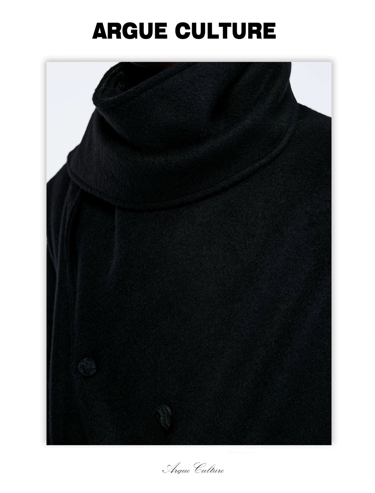 Jacquard Scarf-Collar Long Coat with Belted Waist - detail image 2