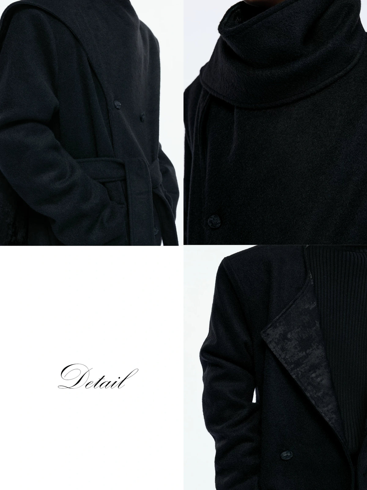 Jacquard Scarf-Collar Long Coat with Belted Waist - main image 3