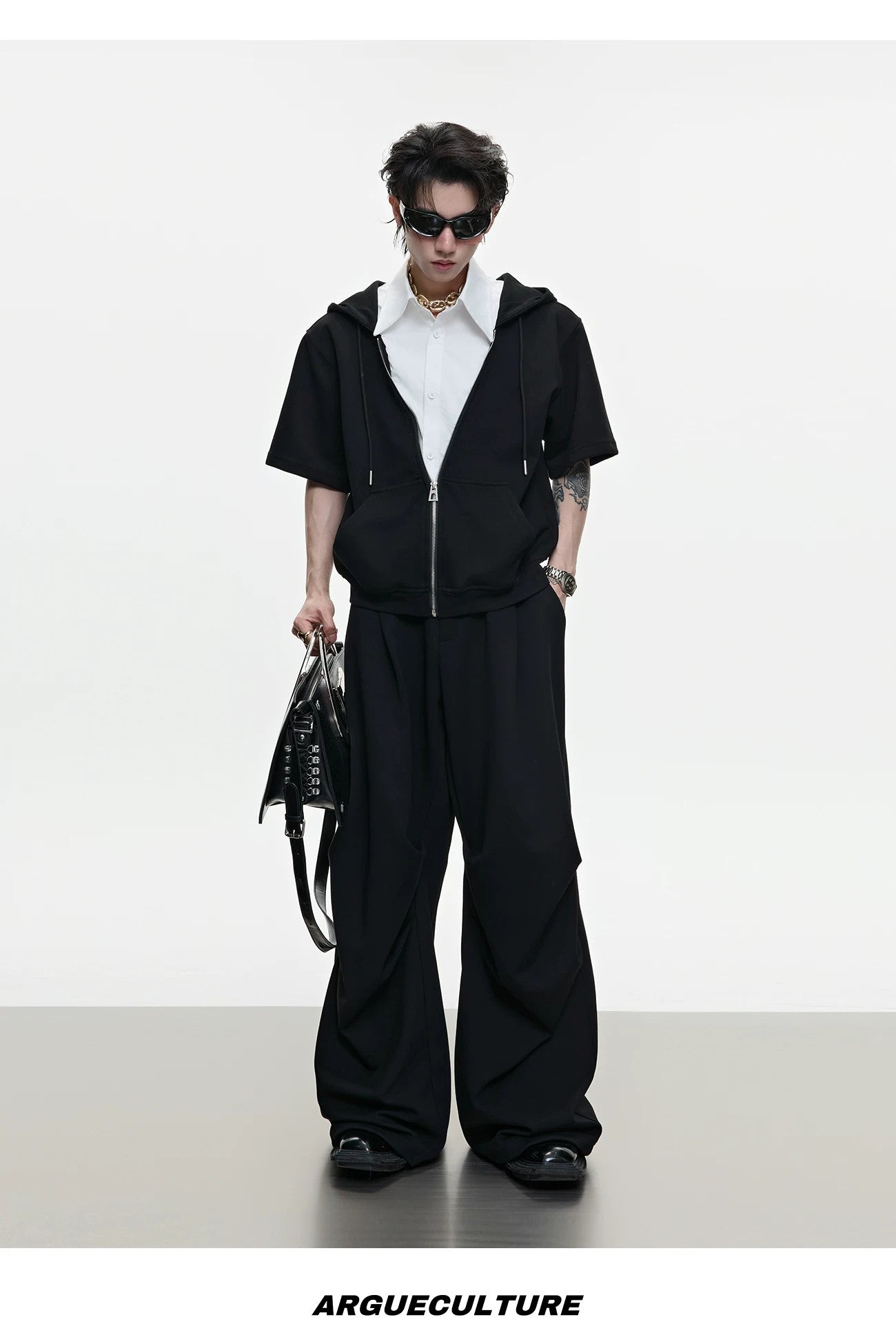 desc::layered-deconstructed-hoodie-set-short-sleeve-streetwear-detail-img-11