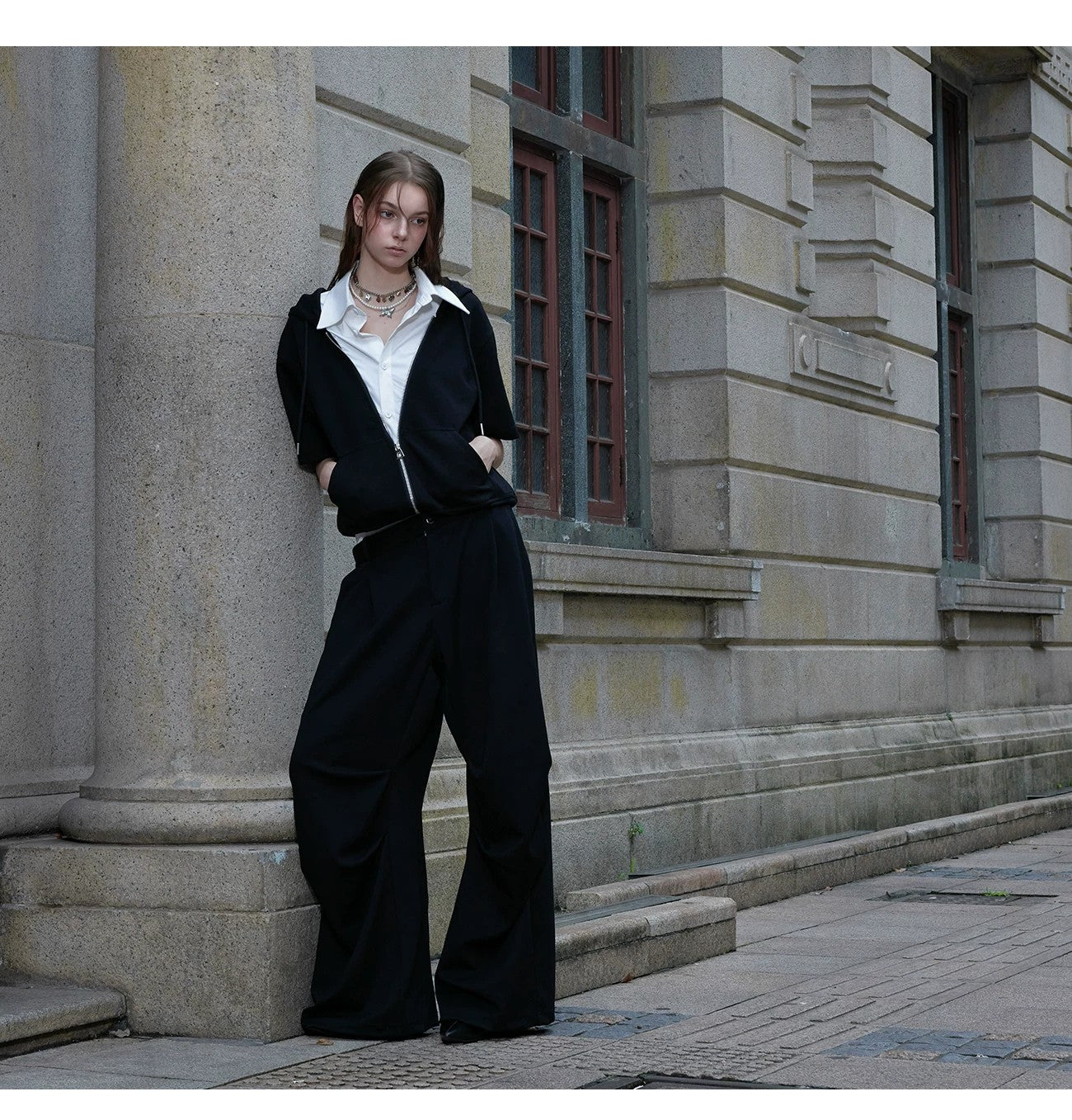 desc::layered-deconstructed-hoodie-set-short-sleeve-streetwear-detail-img-4