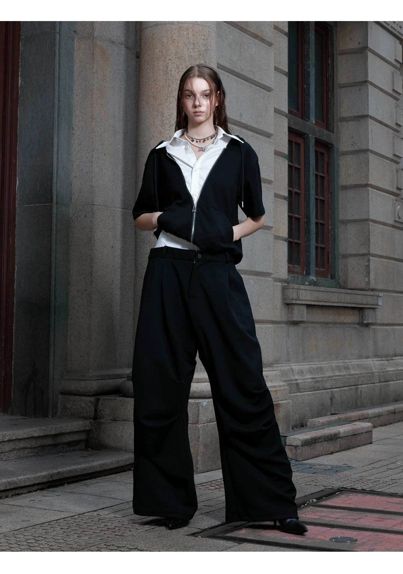 desc::layered-deconstructed-hoodie-set-short-sleeve-streetwear-detail-img-7