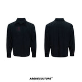 lipstick-print-striped-button-down-streetwear-shirt-black