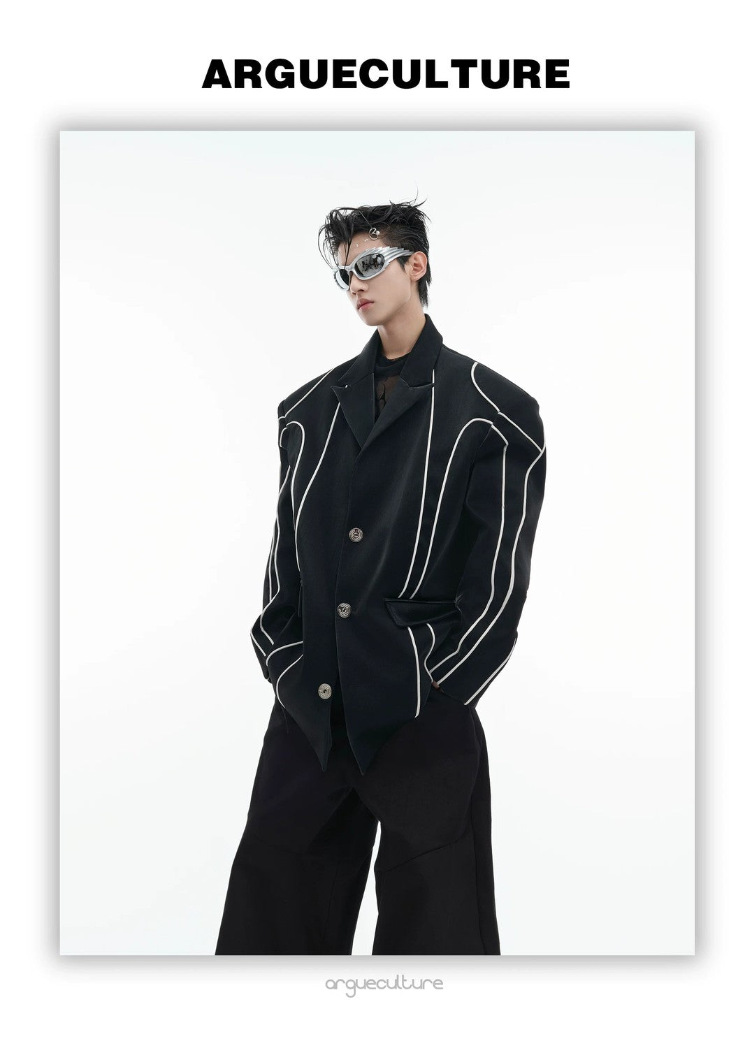 desc::liquid-metal-pu-leather-blazer-with-padded-shoulders-detail-img-2