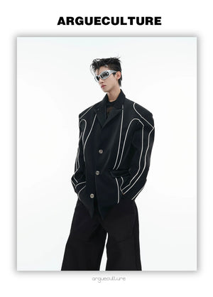 desc::liquid-metal-pu-leather-blazer-with-padded-shoulders-detail-img-2