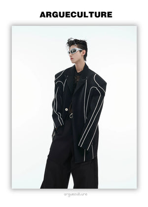 desc::liquid-metal-pu-leather-blazer-with-padded-shoulders-detail-img-5