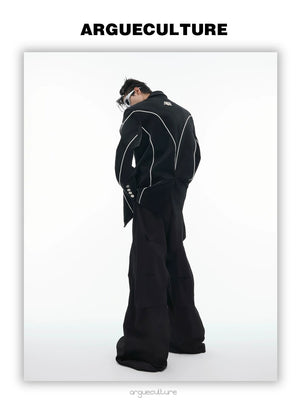 desc::liquid-metal-pu-leather-blazer-with-padded-shoulders-detail-img-9