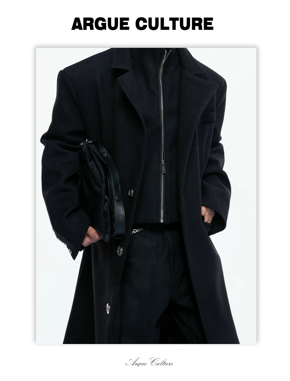 Longline Faux Two-Piece Coat with Detachable Turtleneck - detail image 7