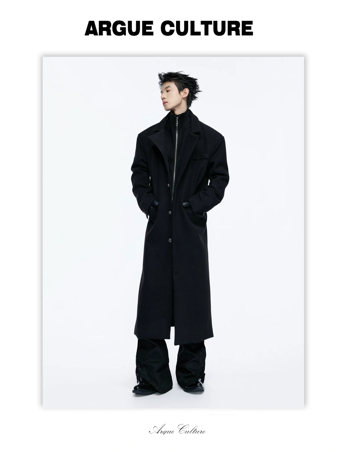 Longline Faux Two-Piece Coat with Detachable Turtleneck - detail image 10