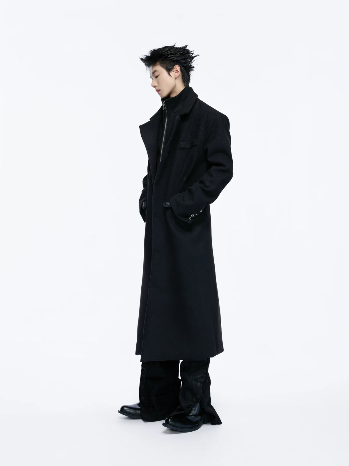 Longline Faux Two-Piece Coat with Detachable Turtleneck - main image 1