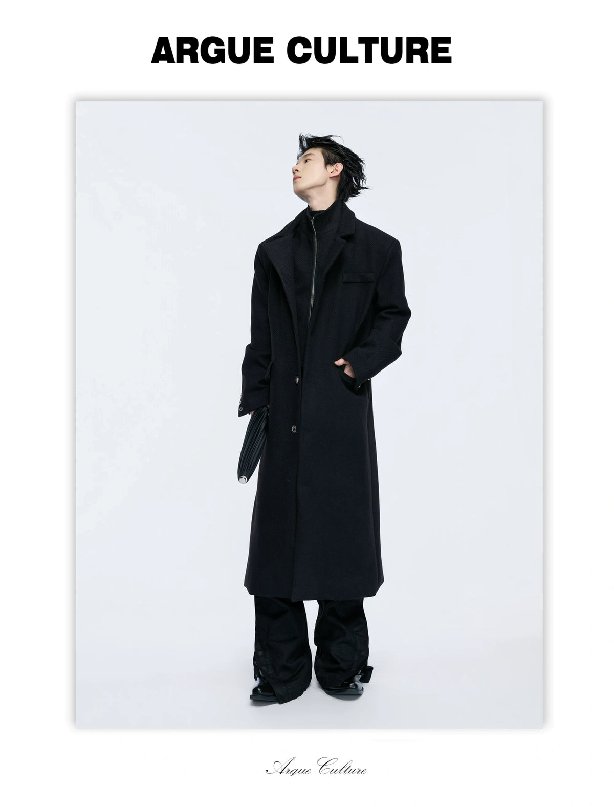 Longline Faux Two-Piece Coat with Detachable Turtleneck - detail image 2