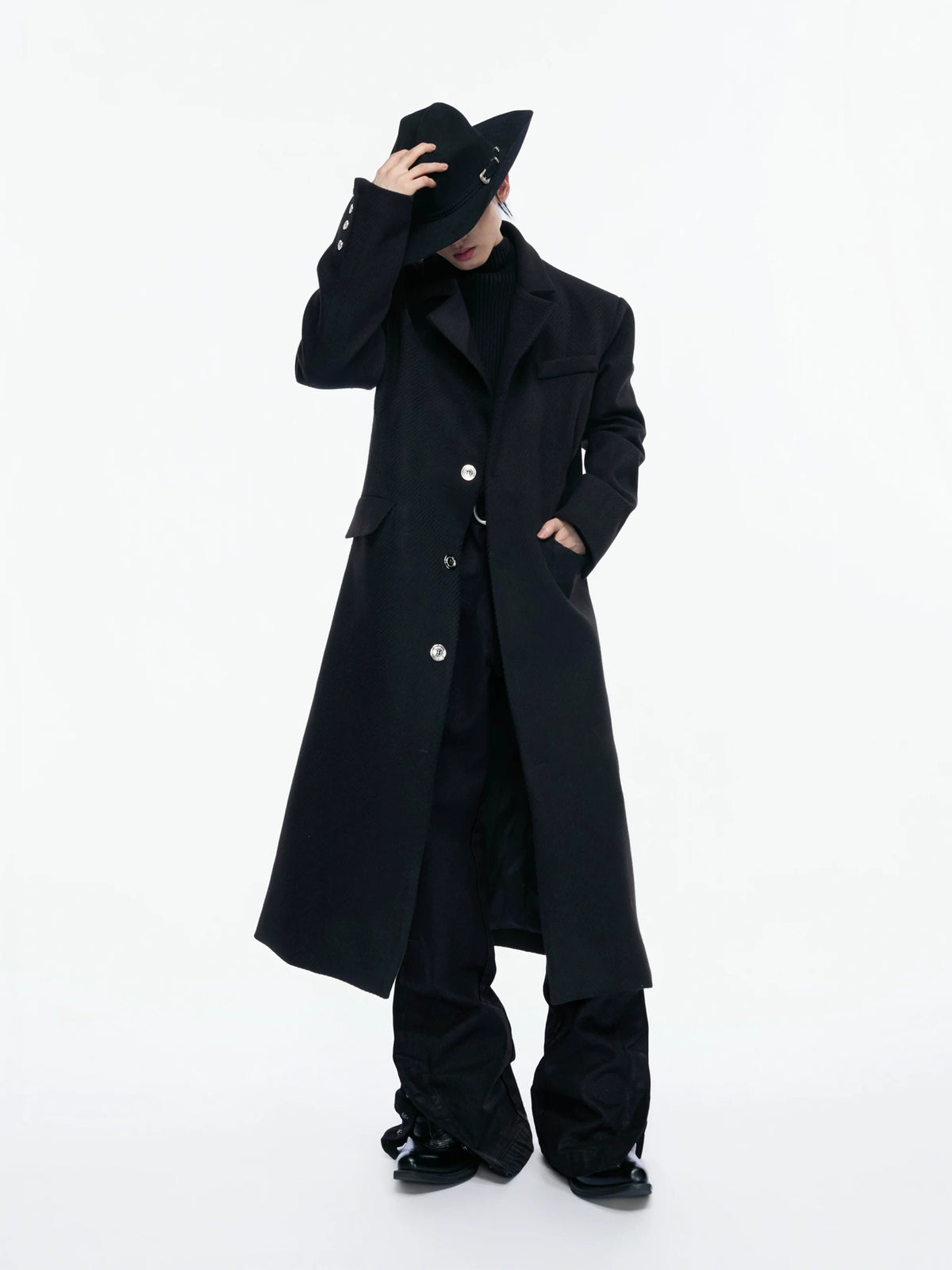 Longline Faux Two-Piece Coat with Detachable Turtleneck - main image 2