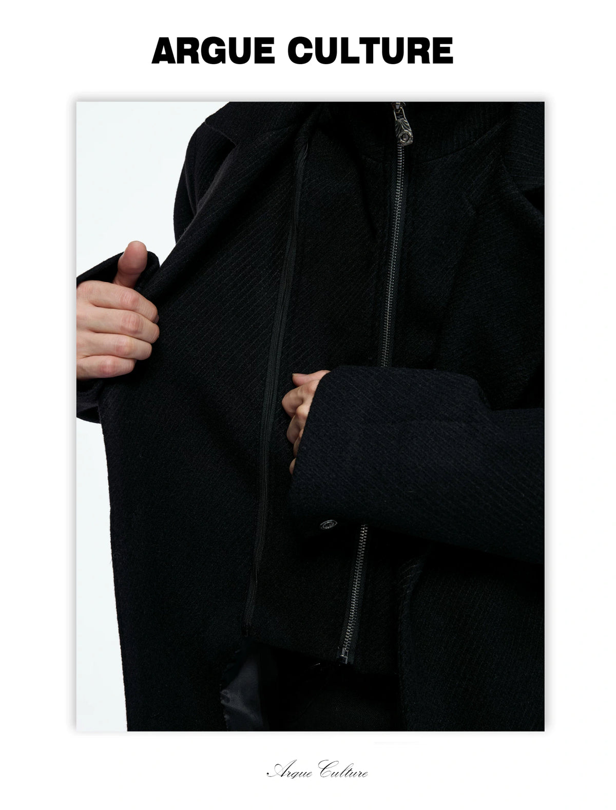 Longline Faux Two-Piece Coat with Detachable Turtleneck - detail image 6