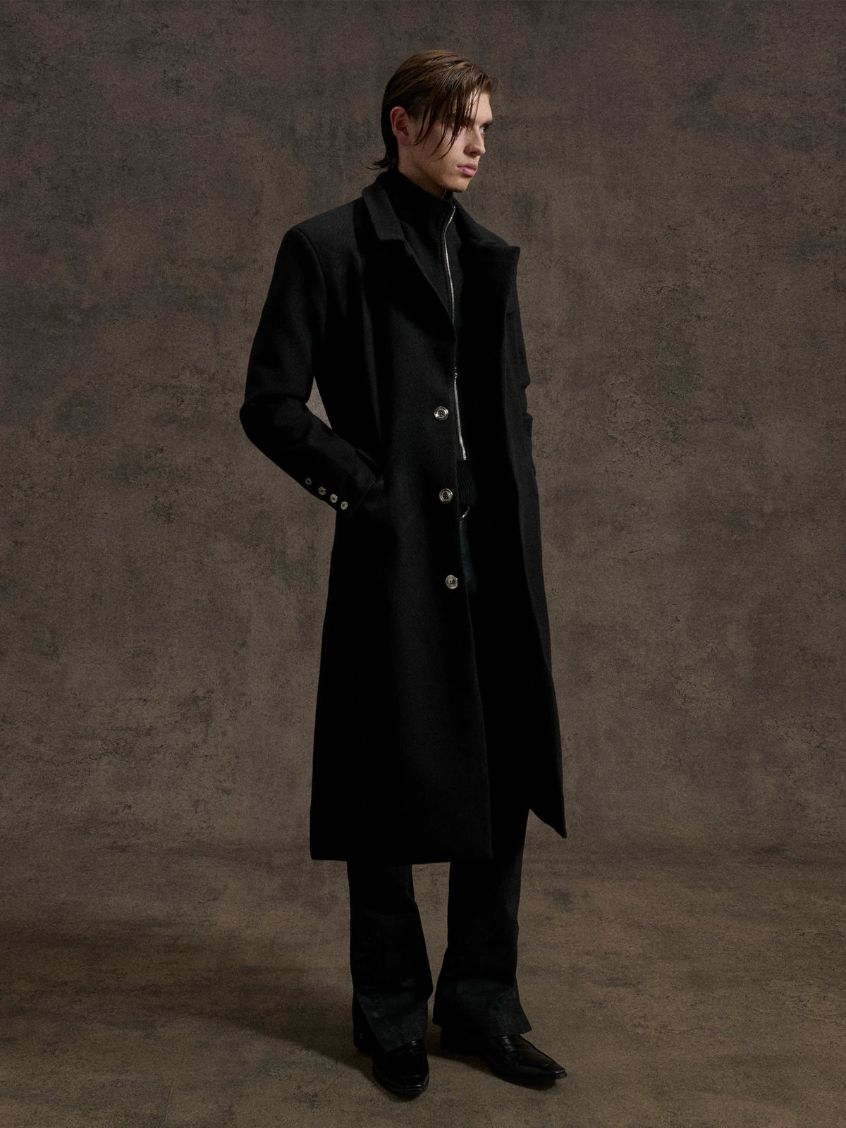 Longline Faux Two-Piece Coat with Detachable Turtleneck - main image 3