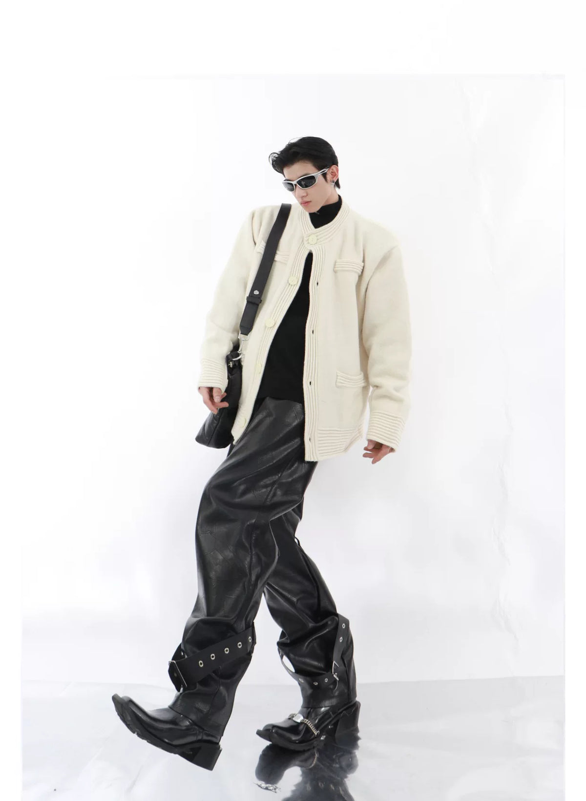 Loose-Fit Cotton-Wool Knit Button Cardigan | Unisex - detail image 9