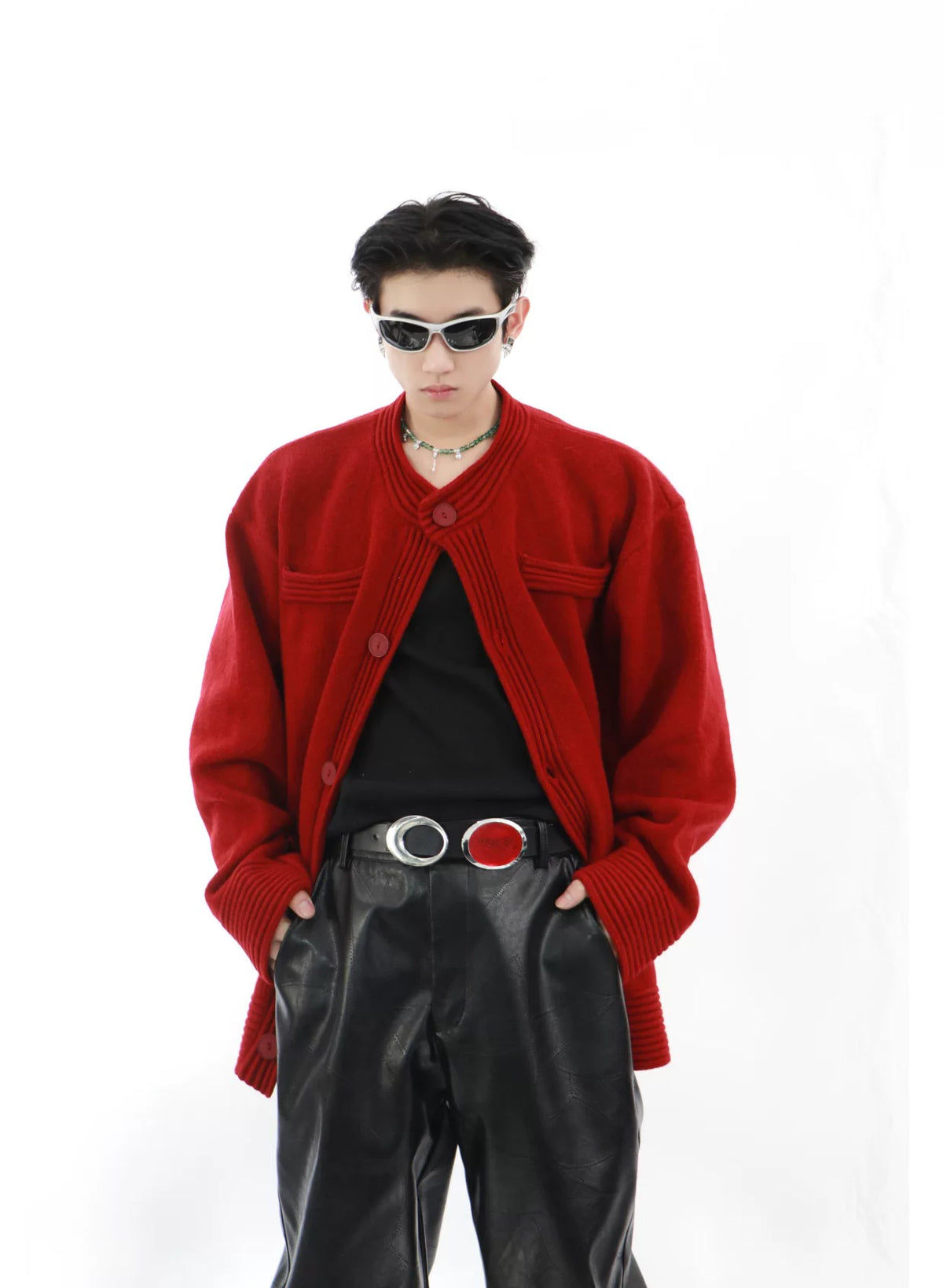 Loose-Fit Cotton-Wool Knit Button Cardigan | Unisex - detail image 10