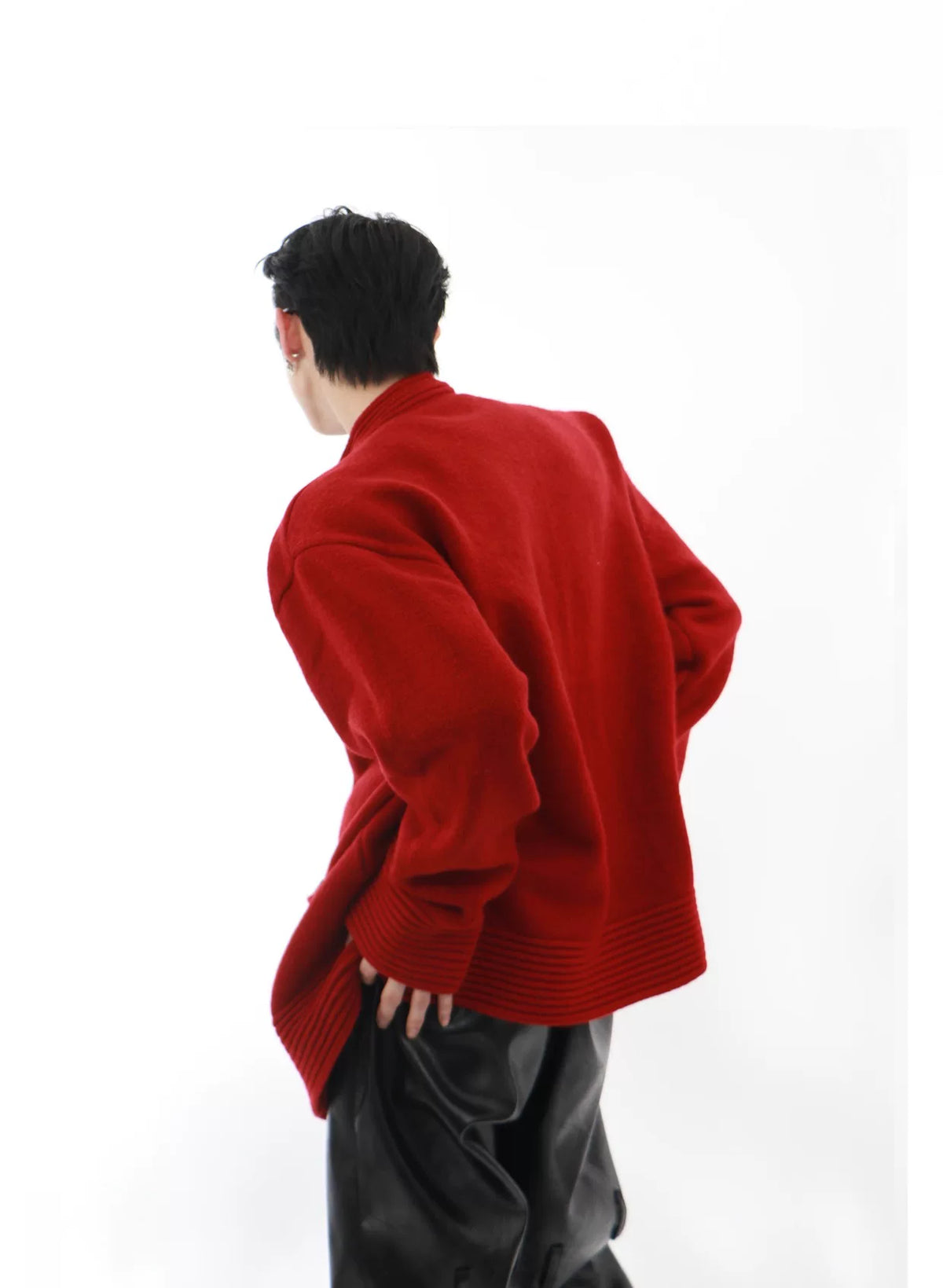 Loose-Fit Cotton-Wool Knit Button Cardigan | Unisex - detail image 11