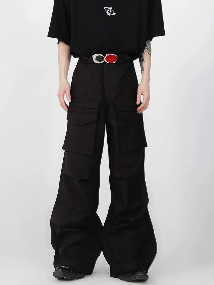 Loose Straight Cargo Trousers with Multi Large Pockets and Pleated - ArguE CulturE