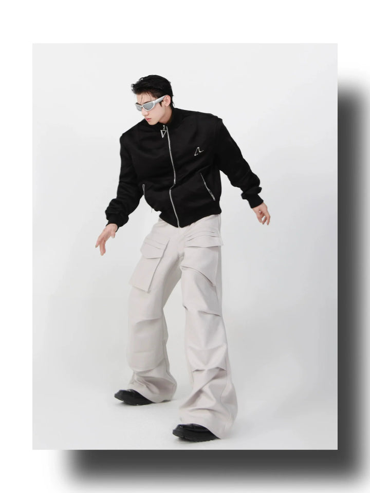 Loose Straight Cargo Trousers with Multi Large Pockets and Pleated - ArguE CulturE