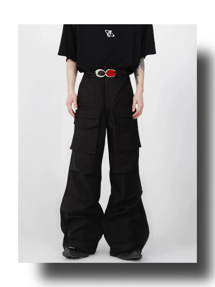 Loose Straight Cargo Trousers with Multi Large Pockets and Pleated - ArguE CulturE