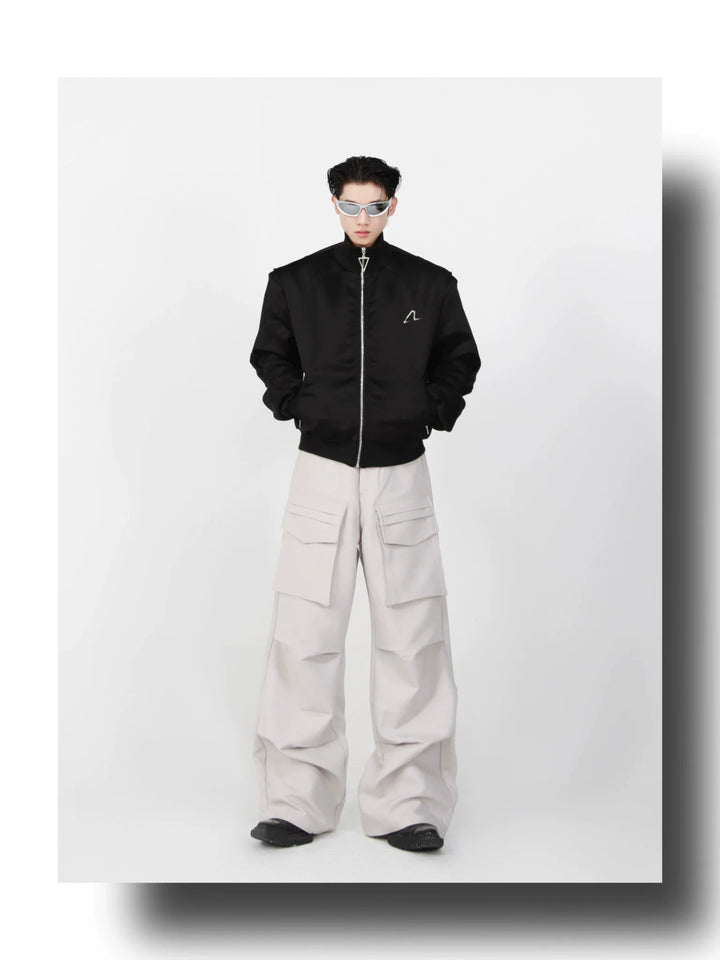 Loose Straight Cargo Trousers with Multi Large Pockets and Pleated - ArguE CulturE