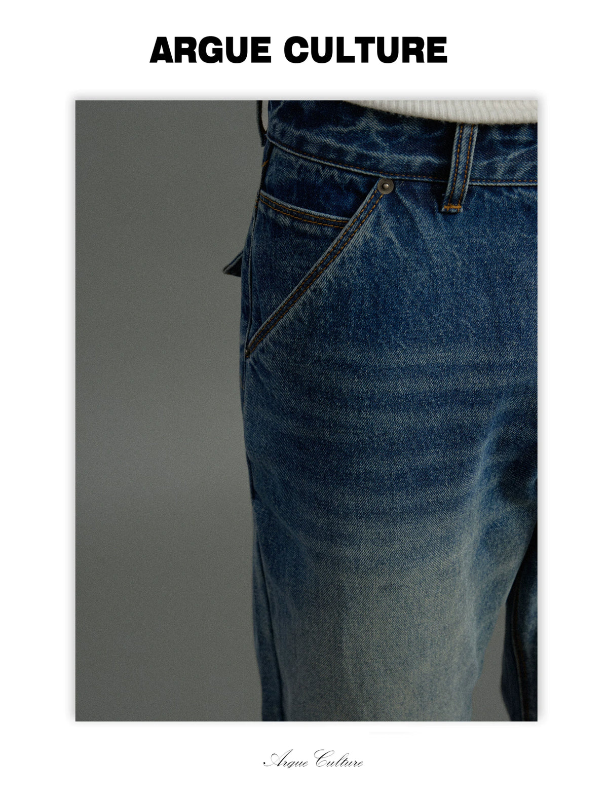 Low-Rise Washed Blue Straight-Leg Cotton Denim Jeans - detail image 5