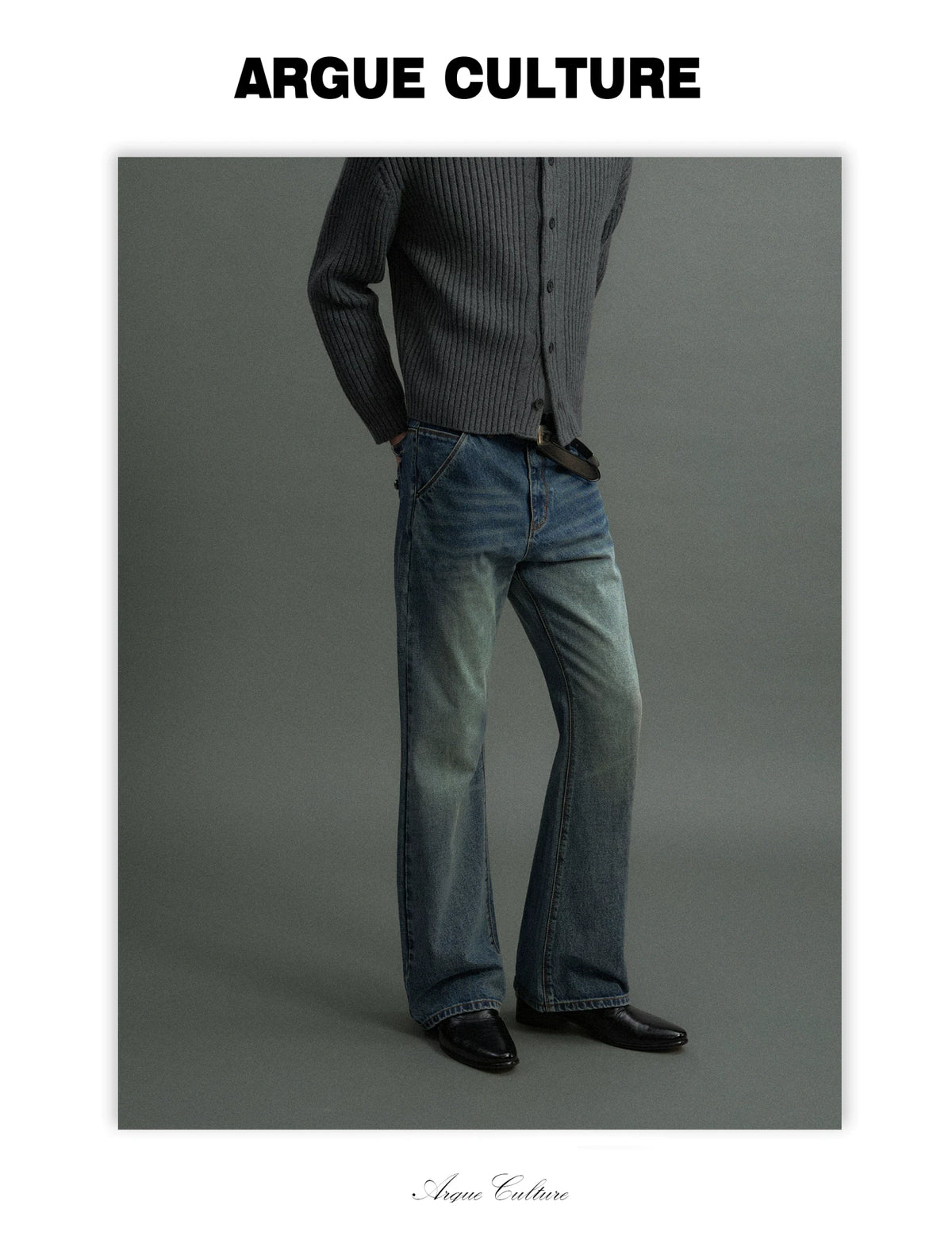 Low-Rise Washed Blue Straight-Leg Cotton Denim Jeans - detail image 8
