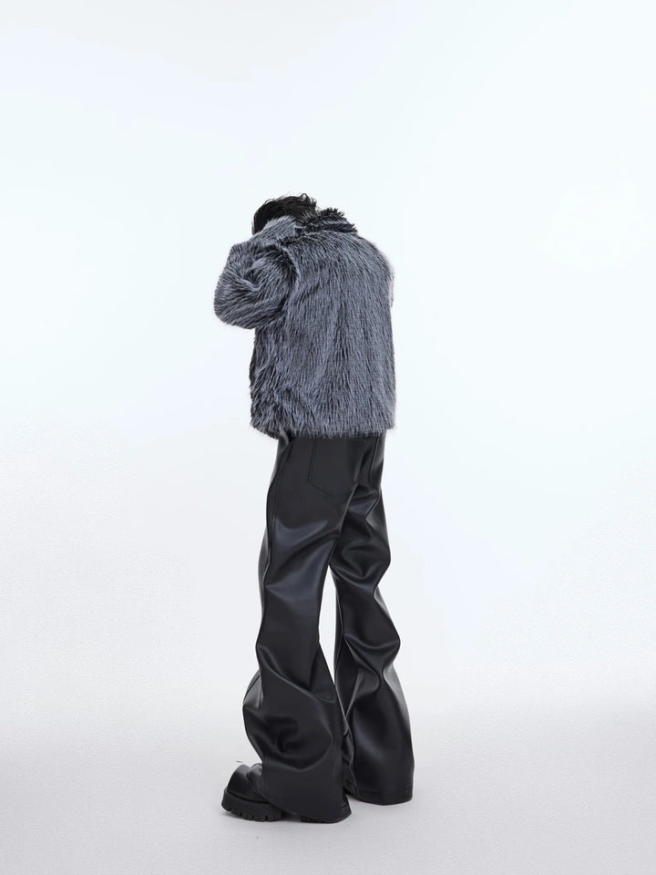 Luxurious Faux Fur Jacket with Deconstructed Collar | Avant - Garde Short Coat - ArguE CulturE