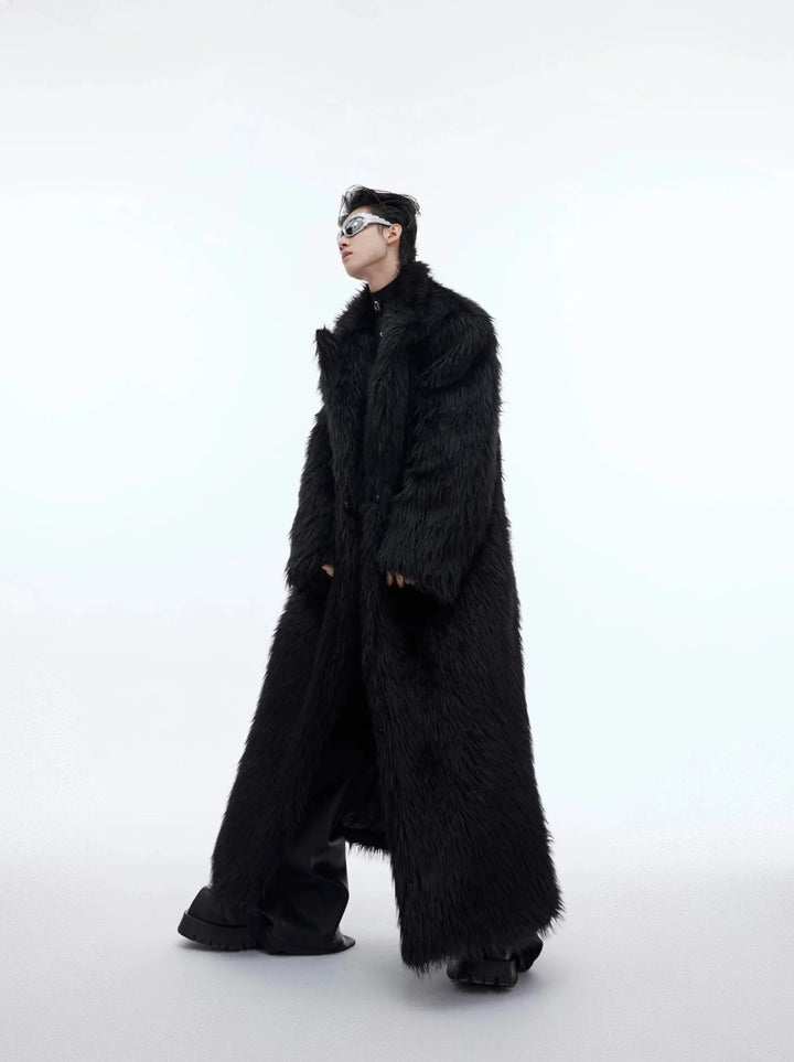 Luxurious Faux Fur Overcoat | Elegant Long Knee - Length Coat with Deconstructed Design - ArguE CulturE