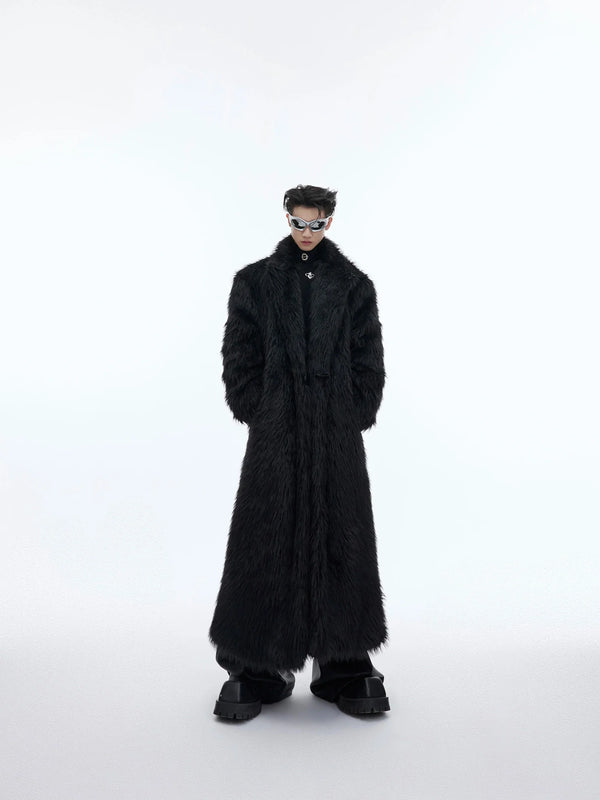 Luxurious Faux Fur Overcoat | Elegant Long Knee - Length Coat with Deconstructed Design - ArguE CulturE