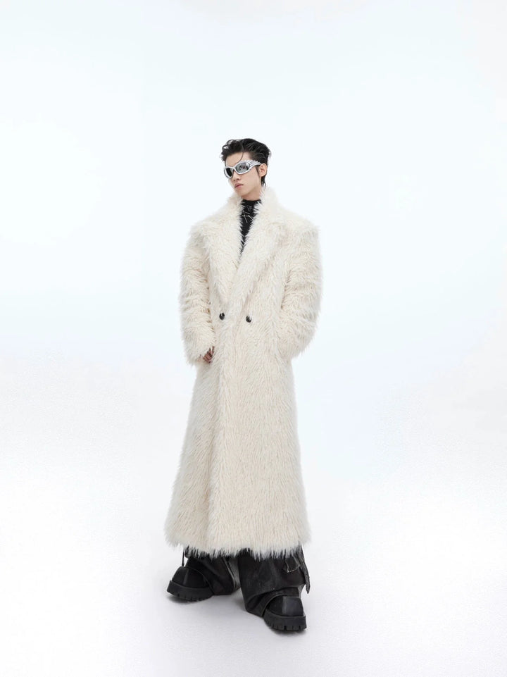 Luxurious Faux Fur Overcoat | Elegant Long Knee - Length Coat with Deconstructed Design - ArguE CulturE