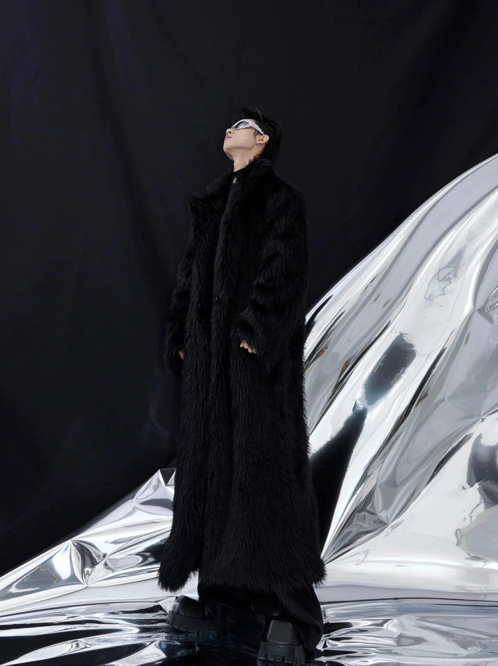 Luxurious Faux Fur Overcoat | Elegant Long Knee - Length Coat with Deconstructed Design - ArguE CulturE