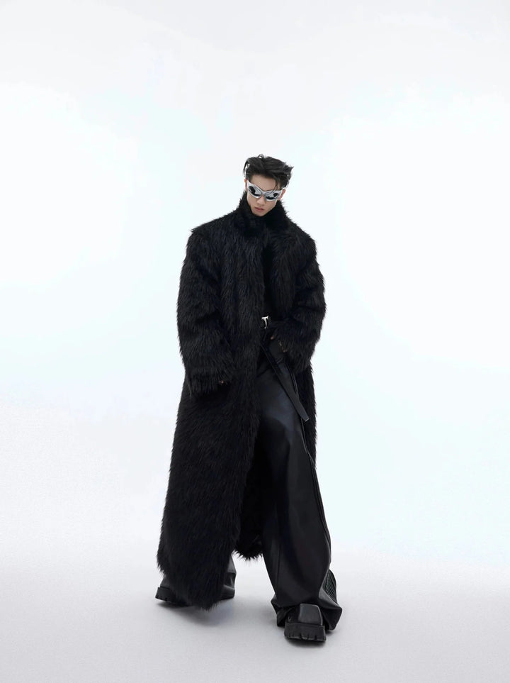 Luxurious Faux Fur Overcoat | Elegant Long Knee - Length Coat with Deconstructed Design - ArguE CulturE