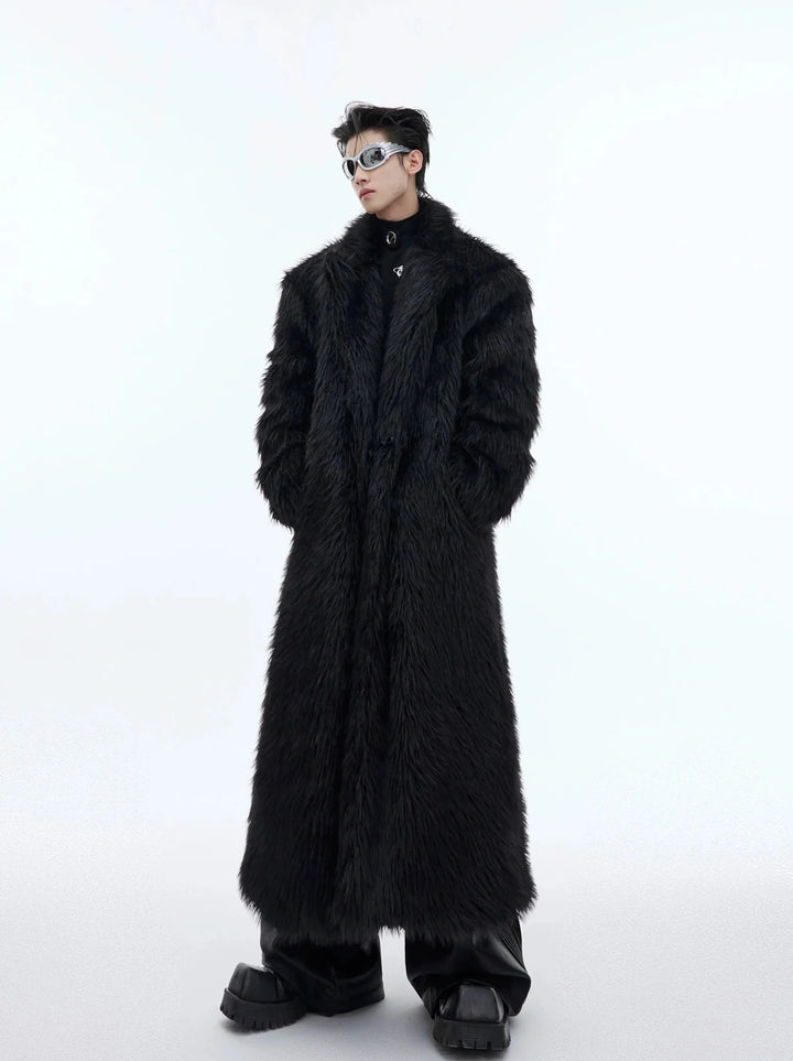 Luxurious Faux Fur Overcoat | Elegant Long Knee - Length Coat with Deconstructed Design - ArguE CulturE